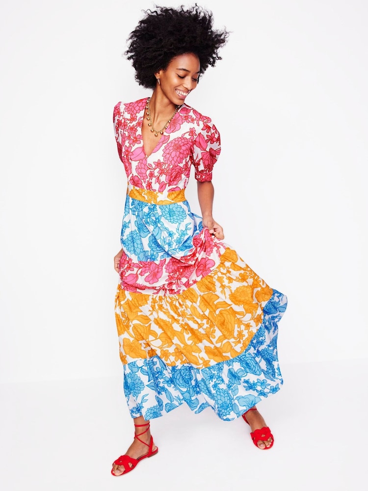 Boden Pink Bella Puff Sleeve Maxi Dress - Image 2 of 6