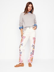 Boden White High Rise Embroidered Jeans - Image 1 of 5