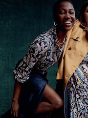 Boden Blue Fay Smocked Jersey Shirt - Image 2 of 6