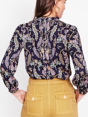 Boden Blue Fay Smocked Jersey Shirt - Image 3 of 6