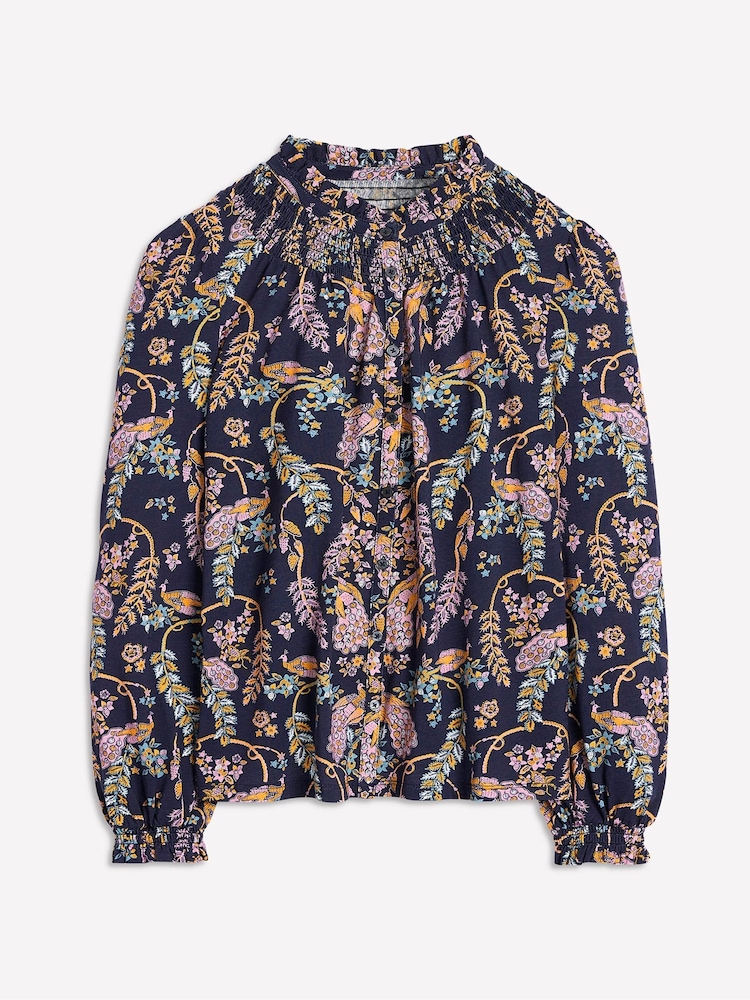 Boden Blue Fay Smocked Jersey Shirt - Image 6 of 6 Boden Blue Fay Smocked Jersey Shirt - Image 6 of 6
