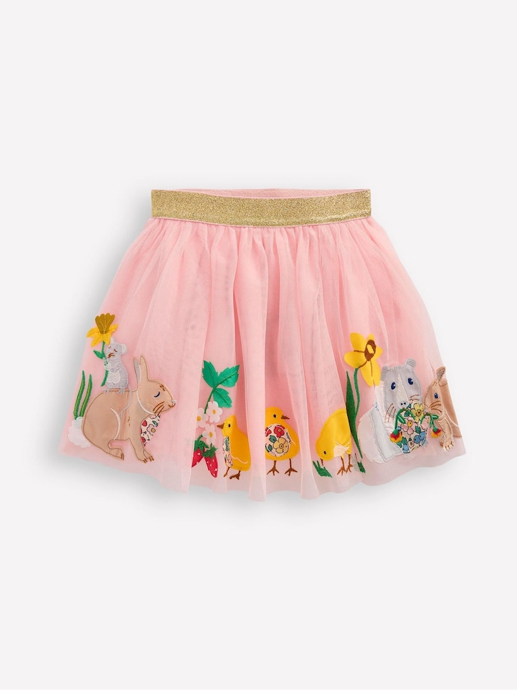 Boden Pink Tulle Appliqué Skirt - Image 1 of 4