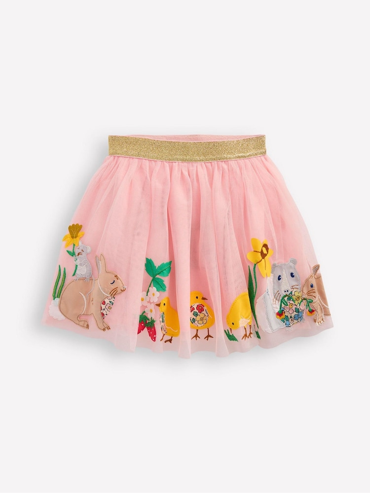 Boden Pink Tulle Appliqué Skirt - Image 2 of 4