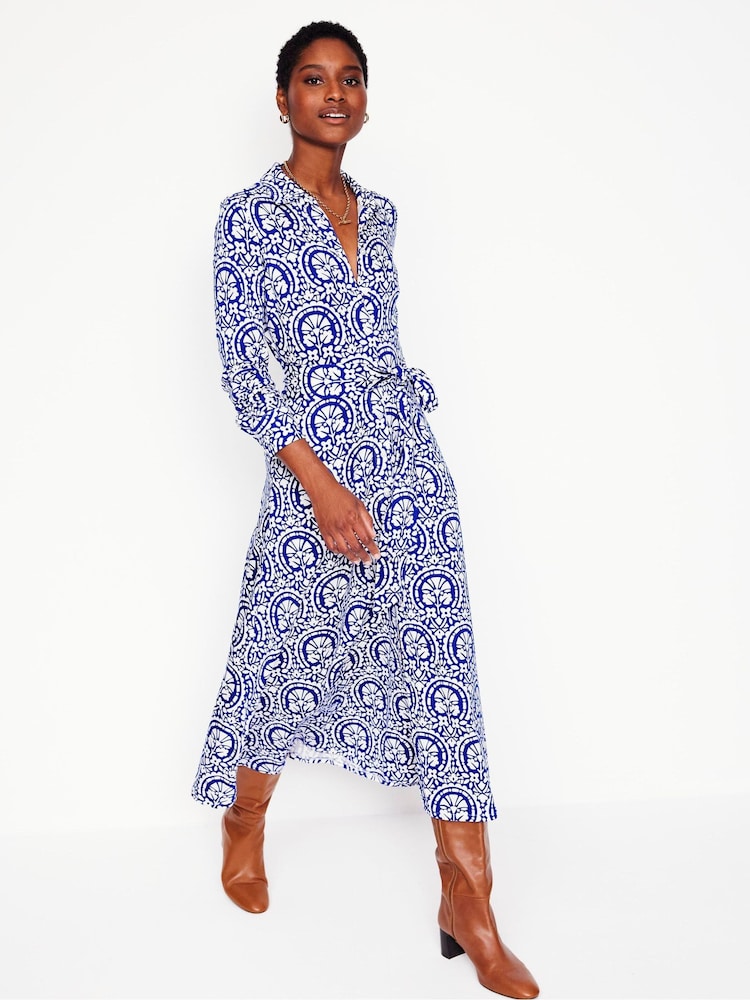 Boden Blue Marcia Jersey Midi Shirt Dress - Image 1 of 7