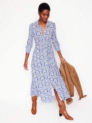 Boden Blue Marcia Jersey Midi Shirt Dress - Image 5 of 7