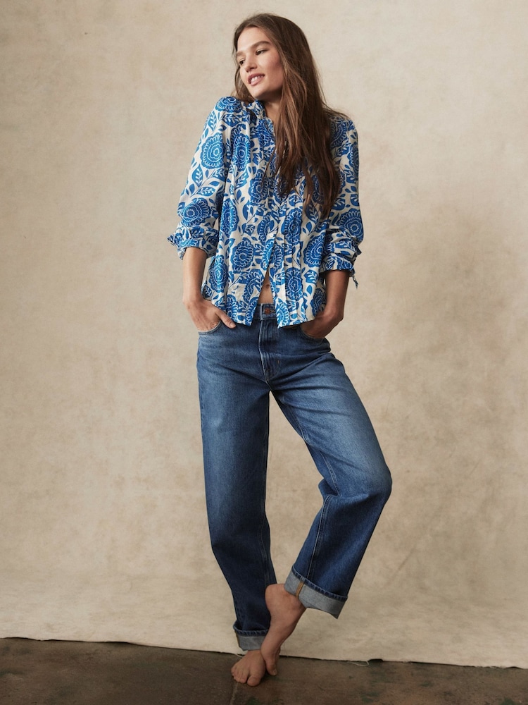 Boden Blue Mid Rise 100% Cotton Relaxed Jeans - Image 1 of 7