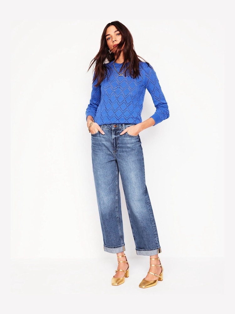Boden Blue Mid Rise 100% Cotton Relaxed Jeans - Image 2 of 7