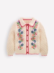 Boden Cream Embroidered 100% Cotton Cardigan - Image 1 of 4