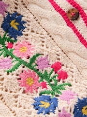 Boden Cream Embroidered 100% Cotton Cardigan - Image 4 of 4