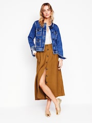 Boden Brown Thomasina 100% Linen Midi Skirt - Image 1 of 5