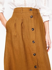 Boden Brown Thomasina 100% Linen Midi Skirt - Image 2 of 5