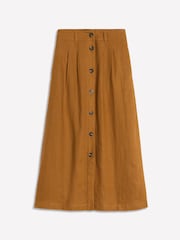 Boden Brown Thomasina 100% Linen Midi Skirt - Image 5 of 5