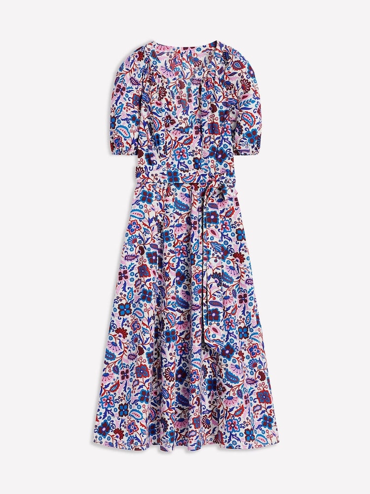 Boden Cream Bria Puff Sleeve 100% Cotton Midi Dress - Image 5 of 5