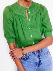 Boden Green Bea 100% Linen Top - Image 2 of 5