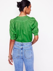 Boden Green Bea 100% Linen Top - Image 3 of 5