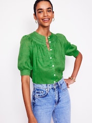 Boden Green Bea 100% Linen Top - Image 4 of 5
