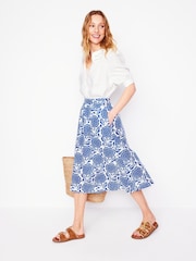 Boden Blue Hattie Poplin 100% Cotton Midi Skirt - Image 1 of 5
