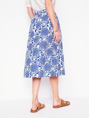 Boden Blue Hattie Poplin 100% Cotton Midi Skirt - Image 3 of 5