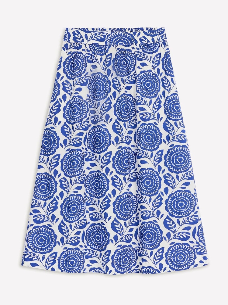 Boden Blue Hattie Poplin 100% Cotton Midi Skirt - Image 5 of 5