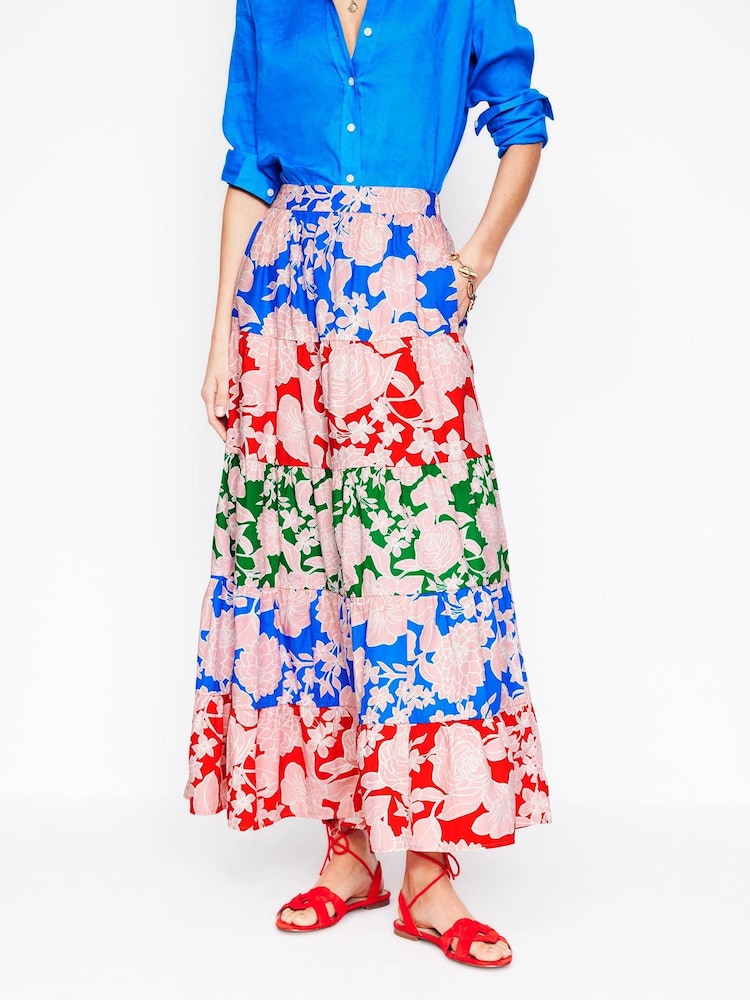 Boden Red Nadia Poplin 100% Cotton Maxi Skirt - Image 1 of 5 Boden Red Nadia Poplin 100% Cotton Maxi Skirt - Image 1 of 5