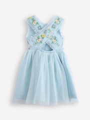 Boden Blue Tulle Cross Back Dress - Image 2 of 5