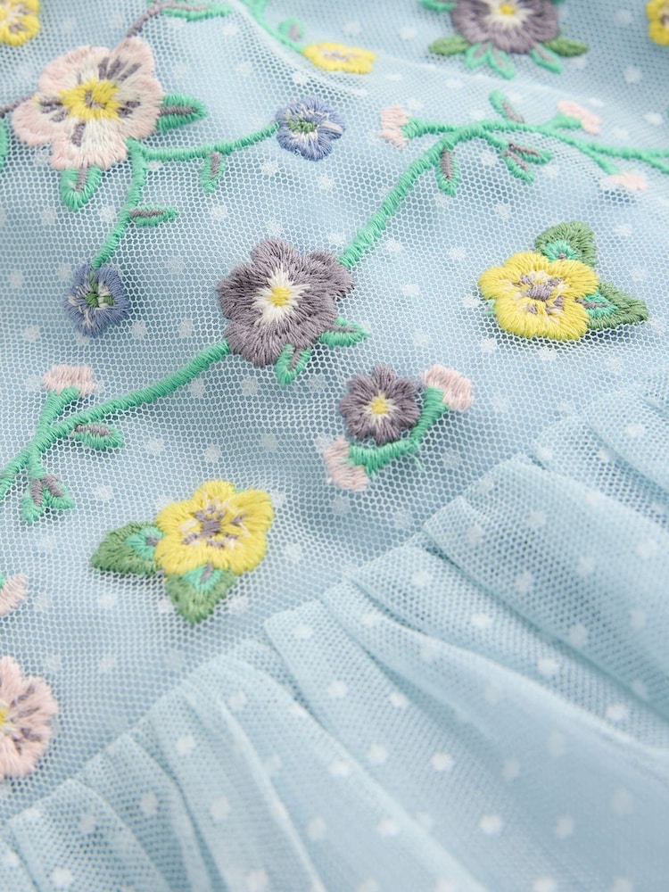 Boden Blue Tulle Cross Back Dress - Image 5 of 5