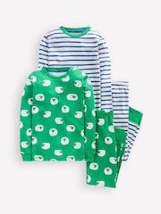 Boden Green Snug Twin Pack 100% Cotton Pyjamas - Image 1 of 3