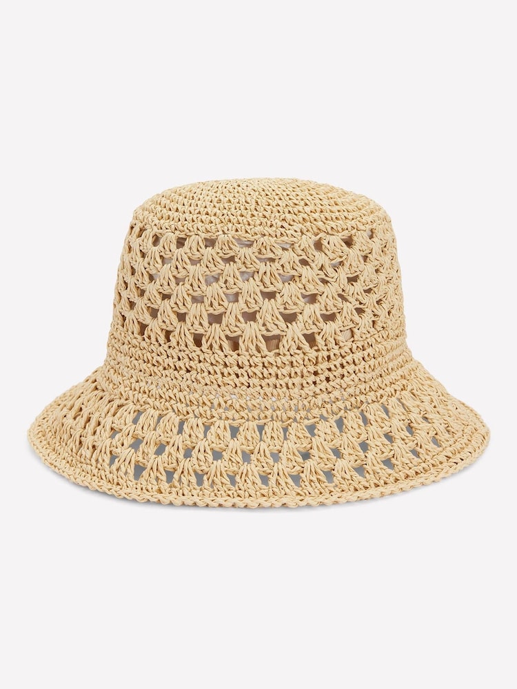 Boden Natural Crochet Bucket Hat - Image 2 of 3
