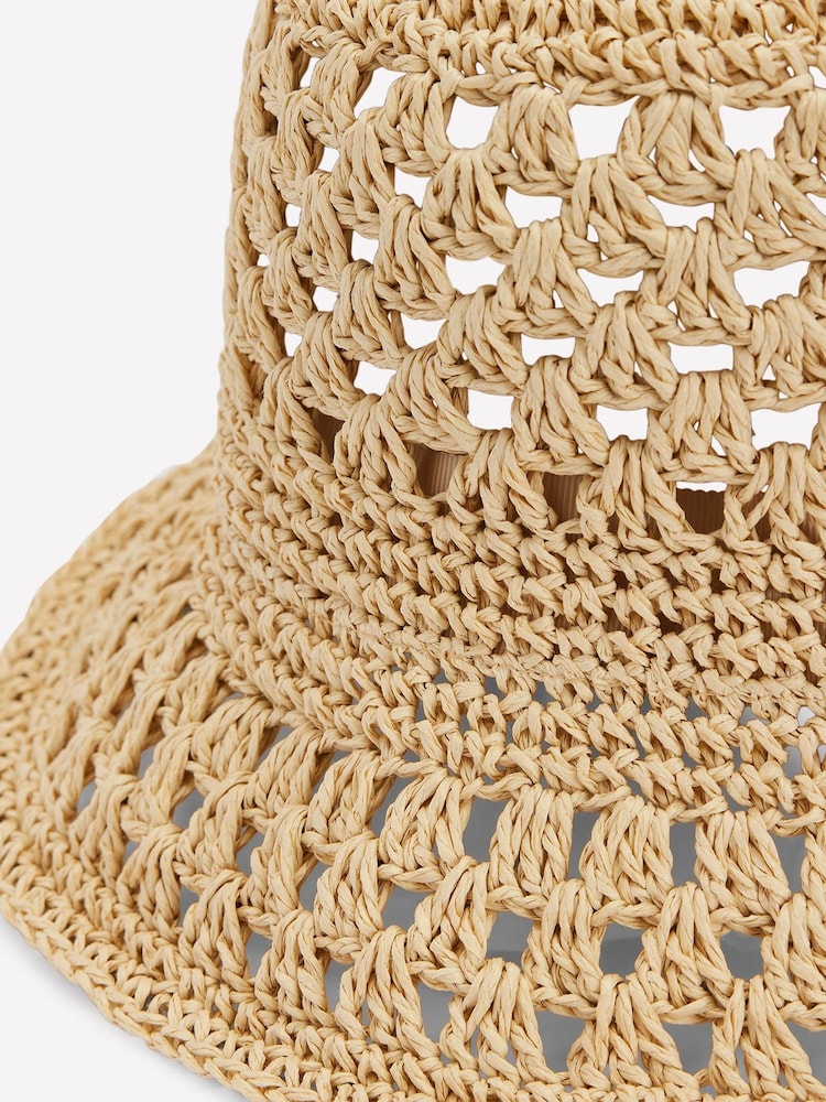 Boden Natural Crochet Bucket Hat - Image 3 of 3