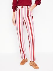 Boden Red High Rise Stripe Jeans - Image 1 of 6