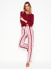 Boden Red High Rise Stripe Jeans - Image 3 of 6