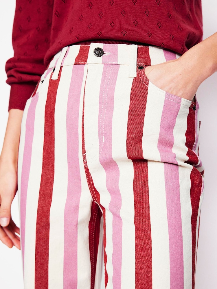 Boden Red High Rise Stripe Jeans - Image 4 of 6