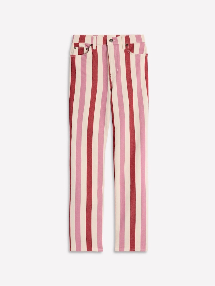 Boden Red High Rise Stripe Jeans - Image 6 of 6