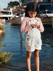 Boden Cream Heart Pocket Short Dungarees - Image 2 of 5