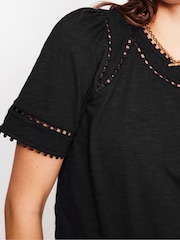 Boden Black Mila Trim Detail 100% Cotton Top - Image 3 of 6