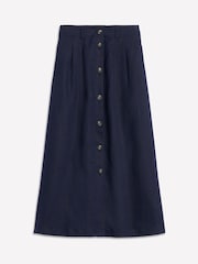 Boden Blue Thomasina 100% Linen Midi Skirt - Image 5 of 5
