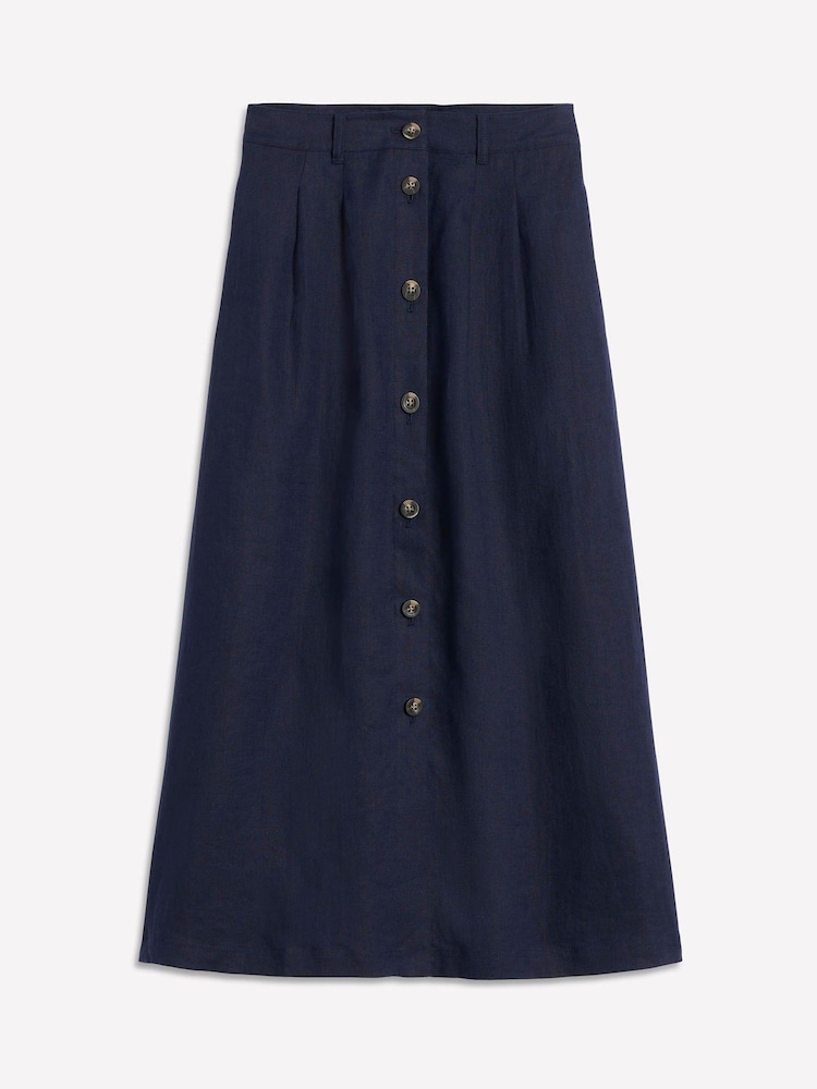 Boden Blue Thomasina 100% Linen Midi Skirt - Image 5 of 5