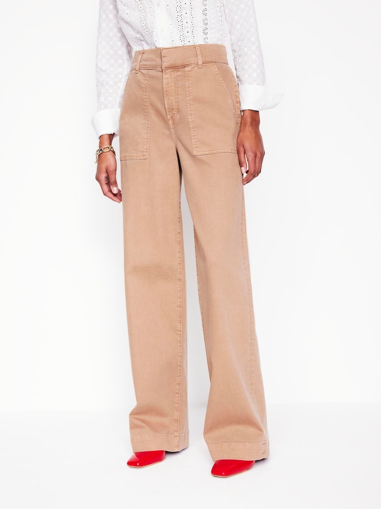 Boden Brown Wide Leg Cargo Trousers - Image 6 of 7