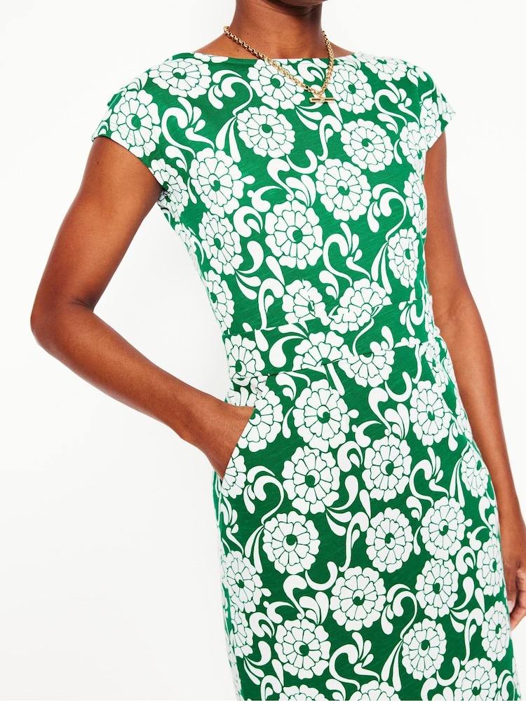 Boden Green Florrie Jersey 100% Cotton Dress - Image 2 of 5