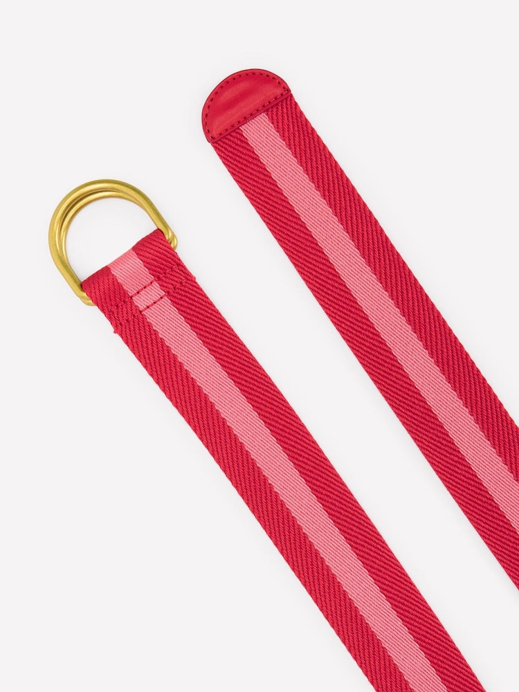 Boden Red Webbing 100% Cotton D-Ring Belt - Image 2 of 3