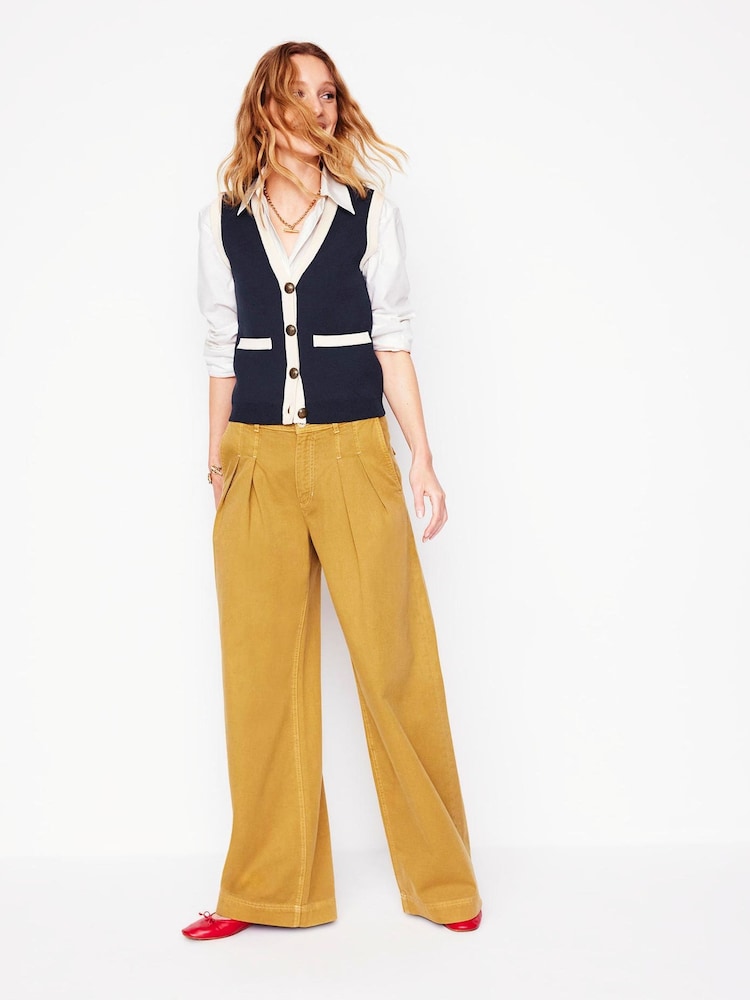 Boden Blue Holly Knitted 100% Cotton Waistcoat - Image 1 of 6
