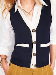 Boden Blue Holly Knitted 100% Cotton Waistcoat - Image 2 of 6