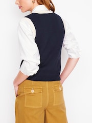 Boden Blue Holly Knitted 100% Cotton Waistcoat - Image 3 of 6