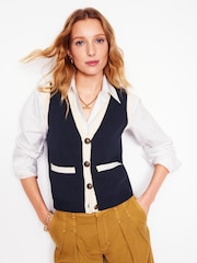 Boden Blue Holly Knitted 100% Cotton Waistcoat - Image 4 of 6