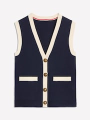 Boden Blue Holly Knitted 100% Cotton Waistcoat - Image 5 of 6