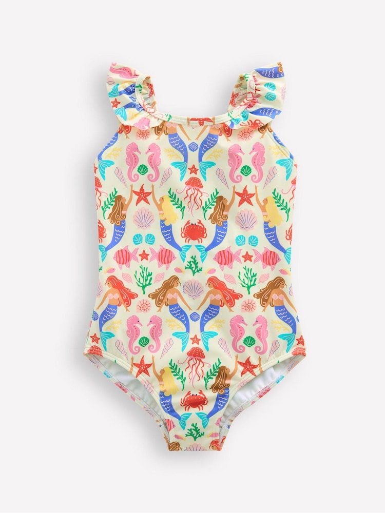 Boden Cream Hallie Frill Strap Swimsuit - Image 1 of 5 Boden Cream Hallie Frill Strap Swimsuit - Image 1 of 5