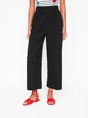 Boden Black Cropped Double Cloth 100% Cotton Trousers - Image 2 of 6