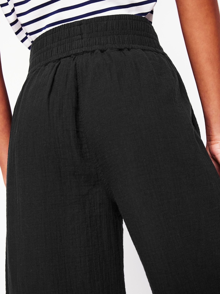 Boden Black Cropped Double Cloth 100% Cotton Trousers - Image 4 of 6