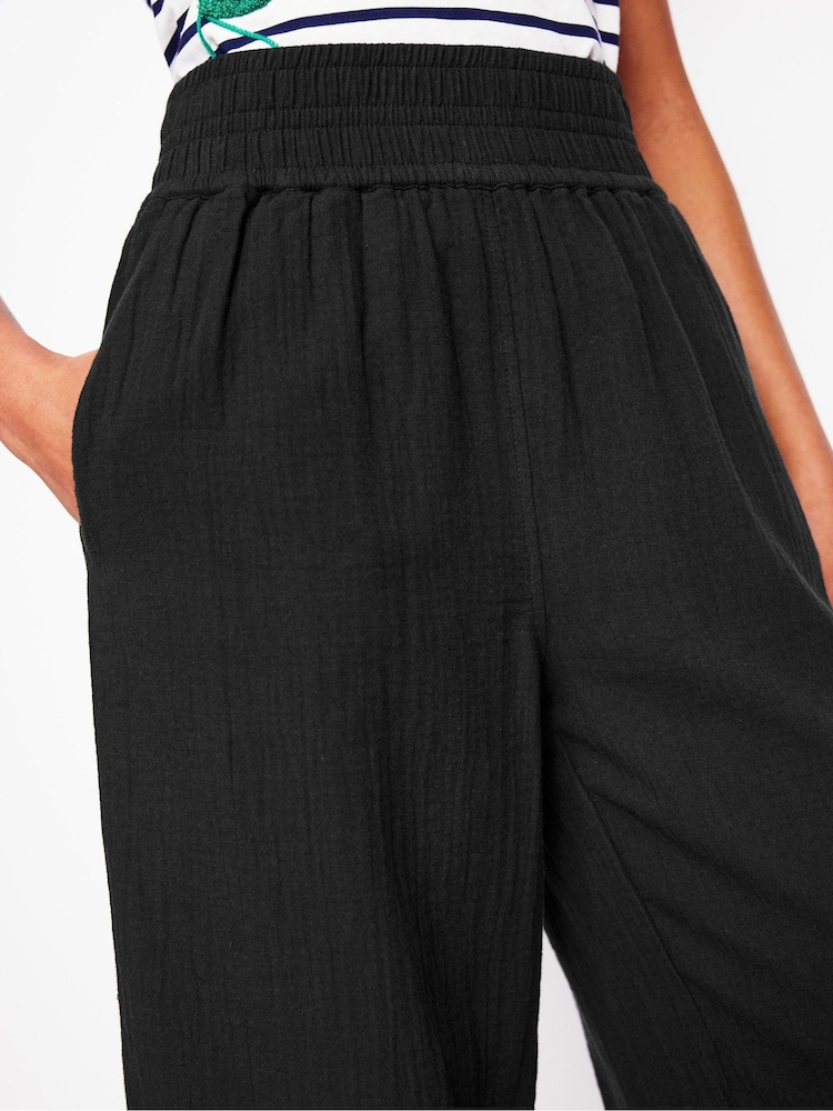 Boden Black Cropped Double Cloth 100% Cotton Trousers - Image 5 of 6