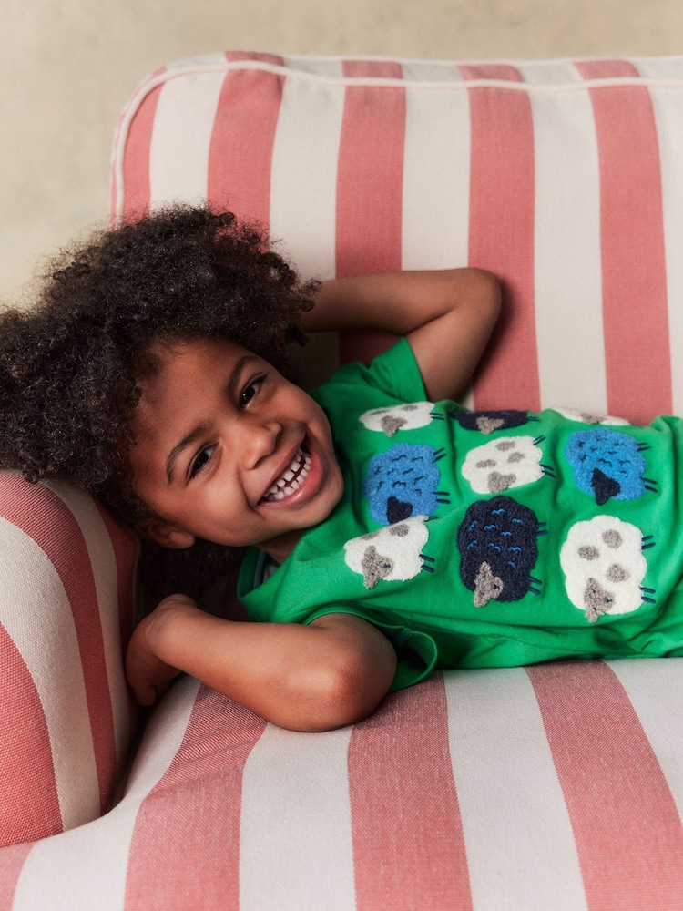 Boden Green Bouclé 100% Cotton T-Shirt - Image 2 of 4